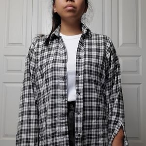 Oversized Black and White Flannel